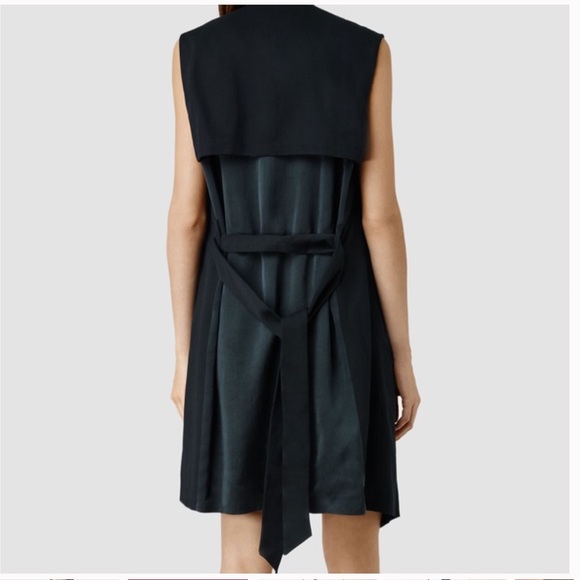 All Saints Hace Sleeveless Trench Black US 2 - Picture 2 of 11